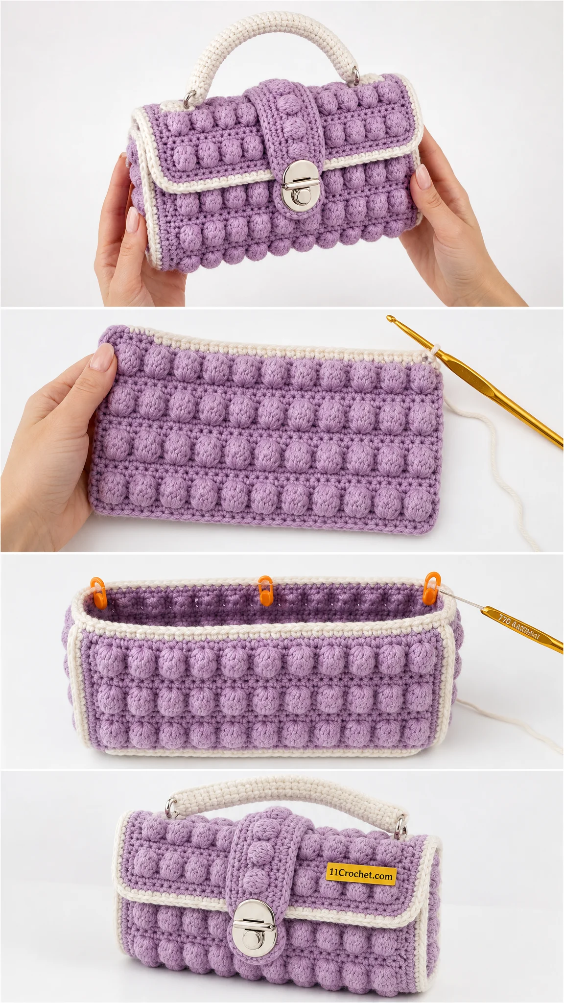 Lavender Bobble Evening Bag Free Crochet Pattern