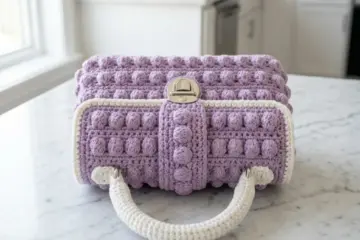 Lavender Bobble Evening Bag Free Crochet Pattern