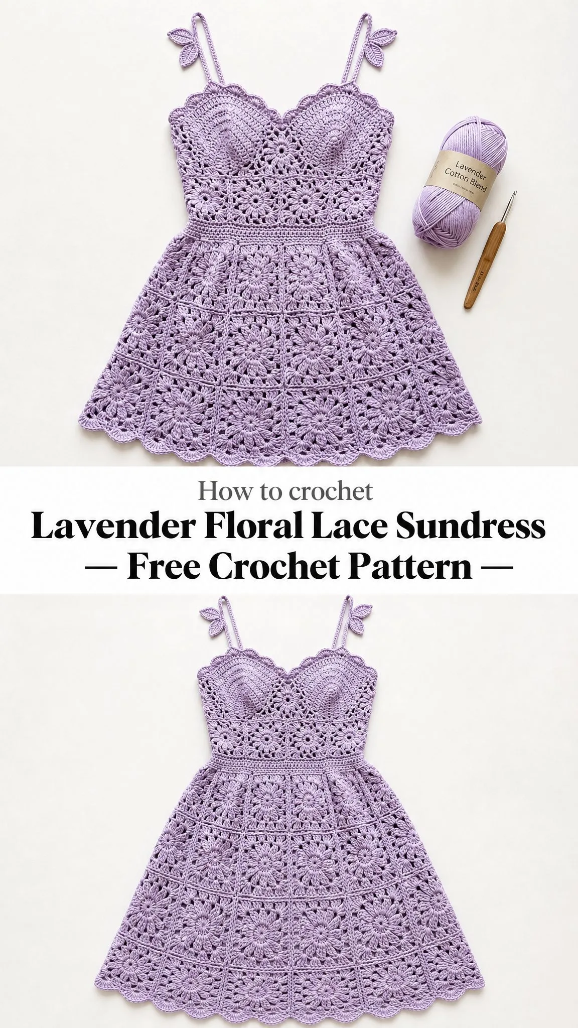 Lavender Floral Lace Sundress Free Crochet Pattern