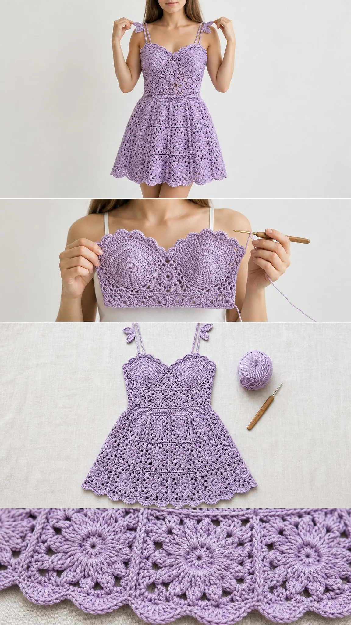 Lavender Floral Lace Sundress Free Crochet Pattern