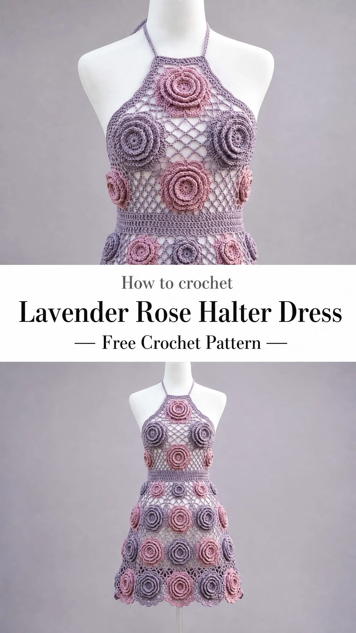 Lavender Rose Halter Dress Free Crochet Pattern
