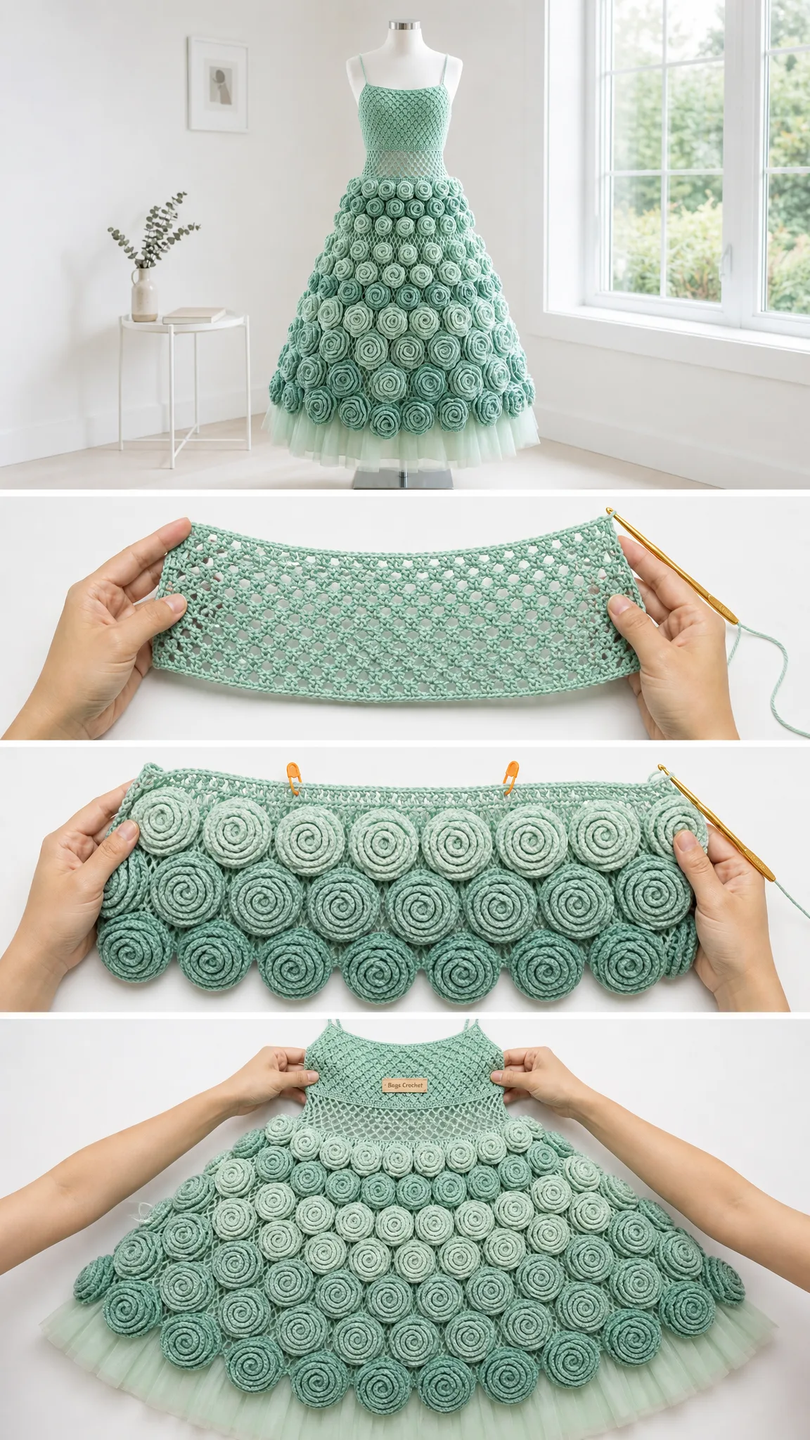 Mint Garden Party Crochet Dress Free Crochet Pattern