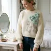 Mint Peony Sweater on Bedroom Vanity Free Crochet Pattern