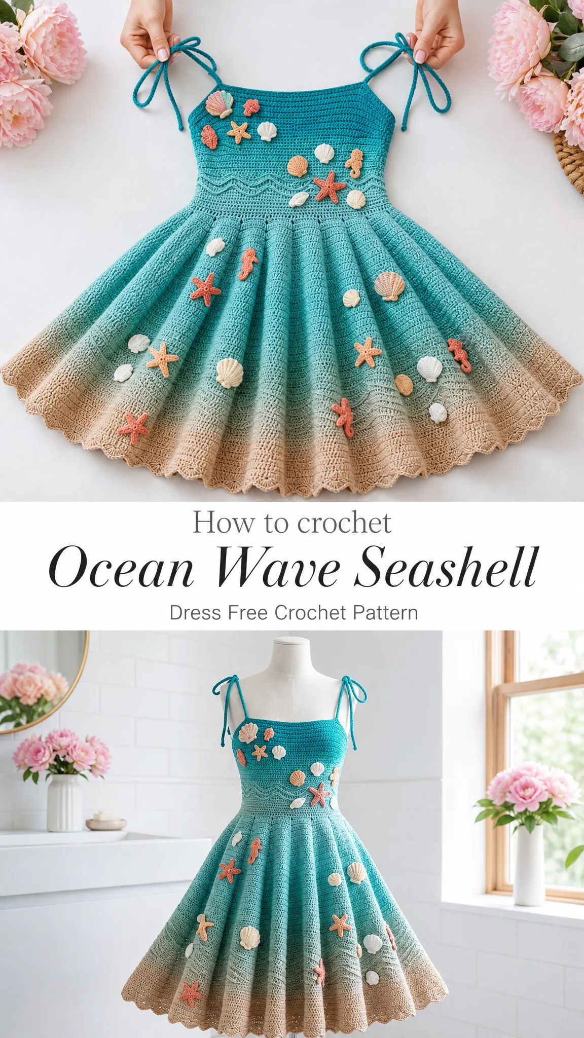 Ocean Wave Seashell Dress Free Crochet Pattern