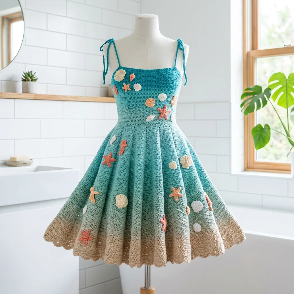 Ocean Wave Seashell Dress Free Crochet Pattern