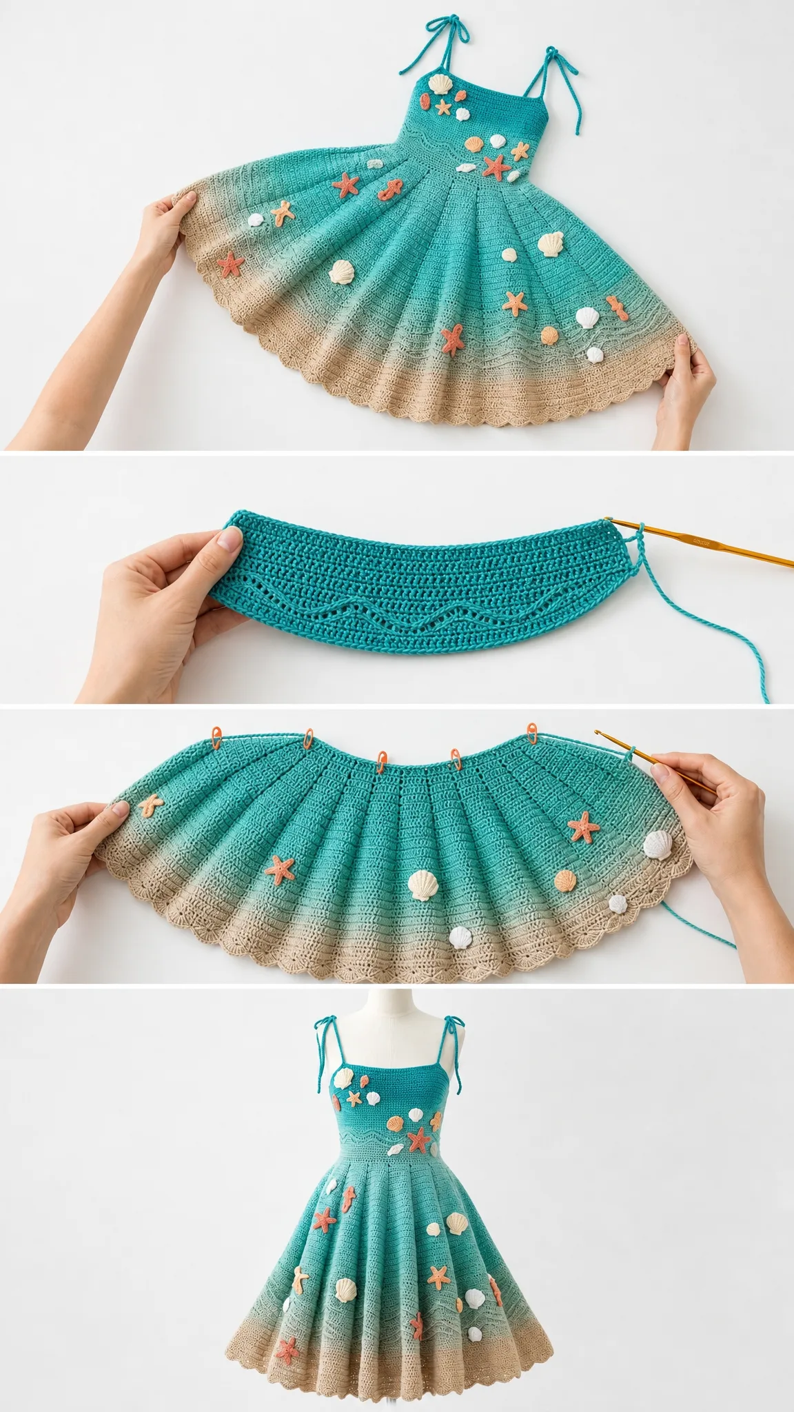 Ocean Wave Seashell Dress Free Crochet Pattern