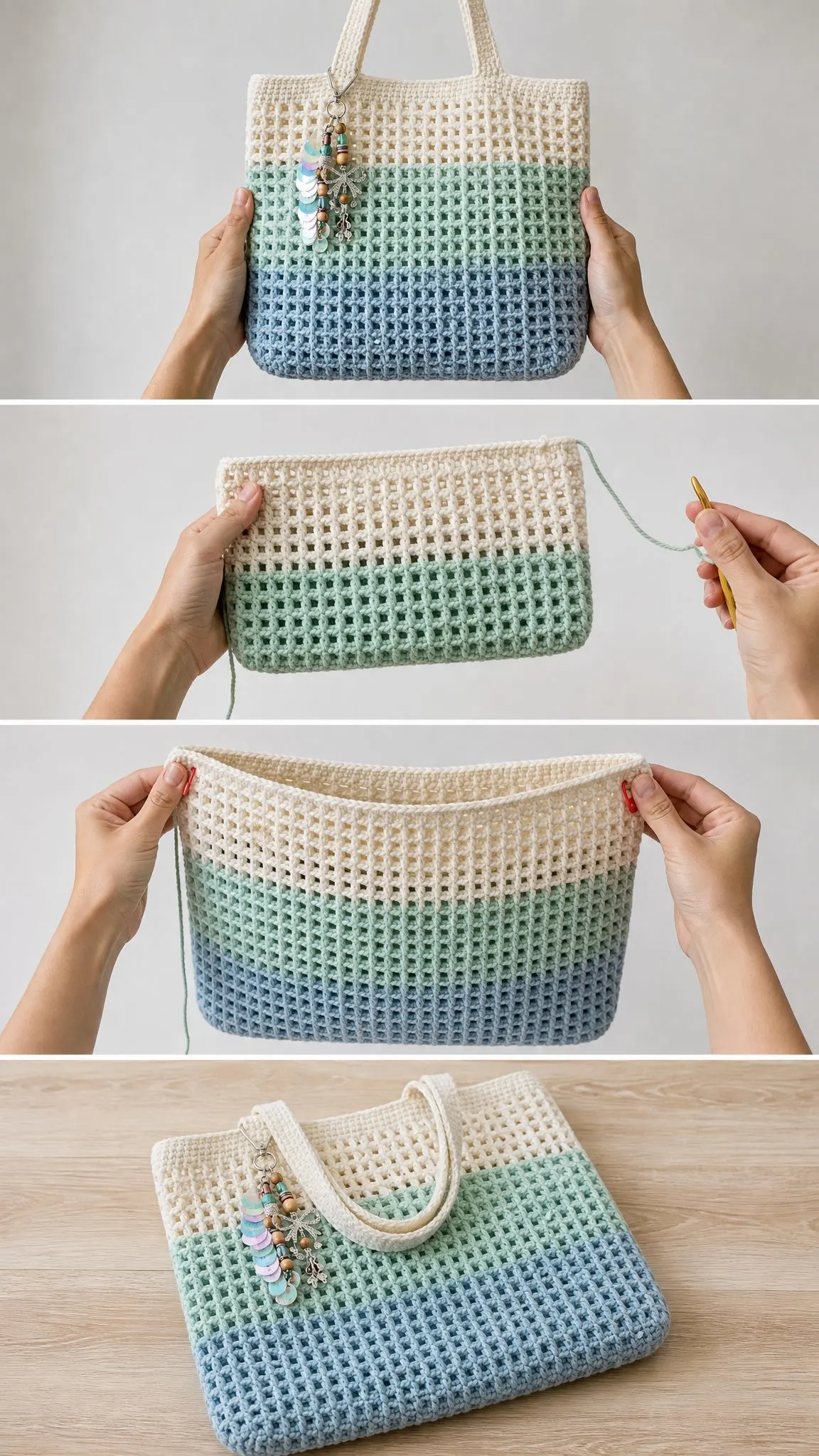 Ombre Beach Tote Bag Free Crochet Pattern