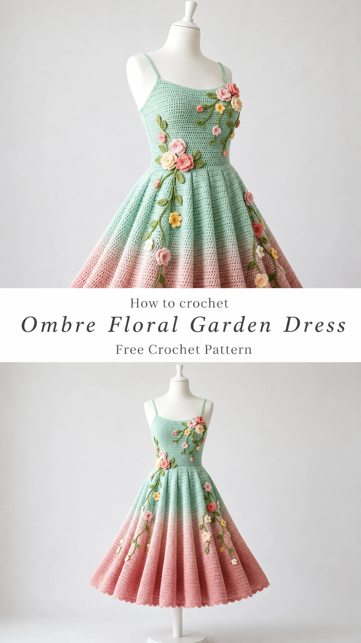 Ombre Floral Garden Dress Free Crochet Pattern