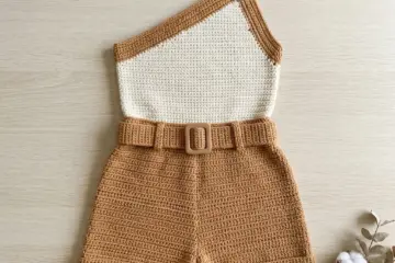 One-Shoulder Color Block Romper Free Crochet Pattern