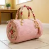 Pink Floral Barrel Handbag Free Crochet Pattern