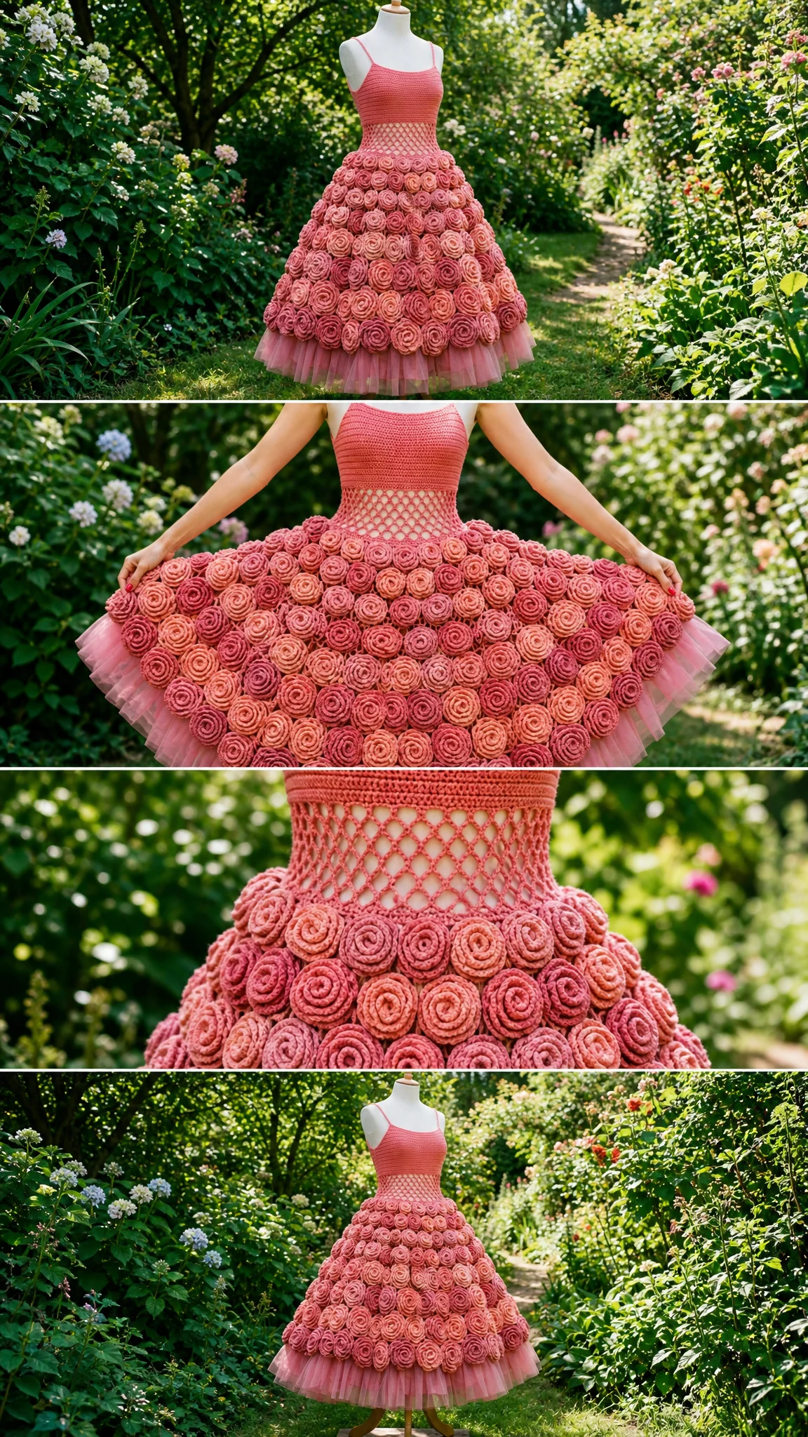 Pink Rose Garden Crochet Dress Free Crochet Pattern