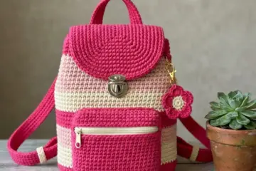 Pink Striped Crochet Backpack Free Crochet Pattern