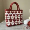 Red and White Heart Tote Bag Free Crochet Pattern