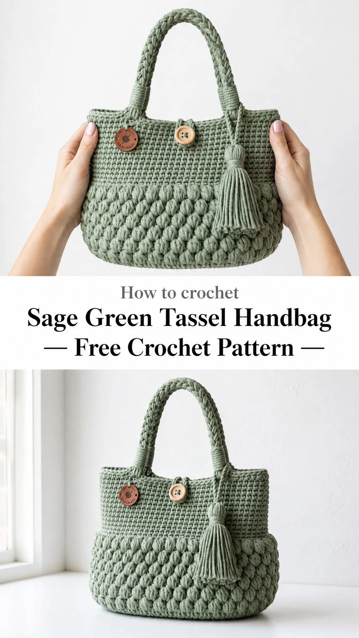 Sage Green Tassel Handbag Free Crochet Pattern