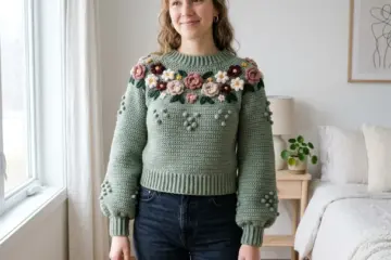 Sage Wildflower Textured Pullover Free Crochet Pattern