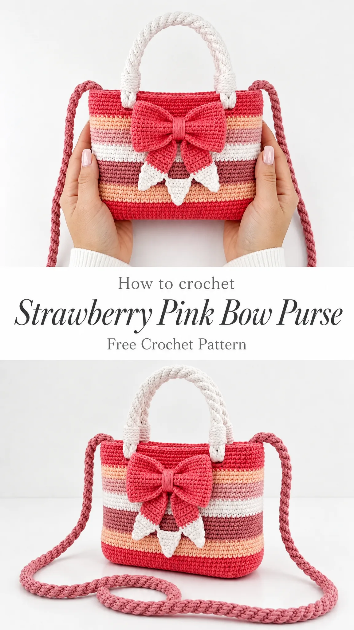 Strawberry Pink Bow Purse Free Crochet Pattern