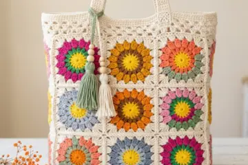 Sunburst Granny Square Tote Bag Free Crochet Pattern
