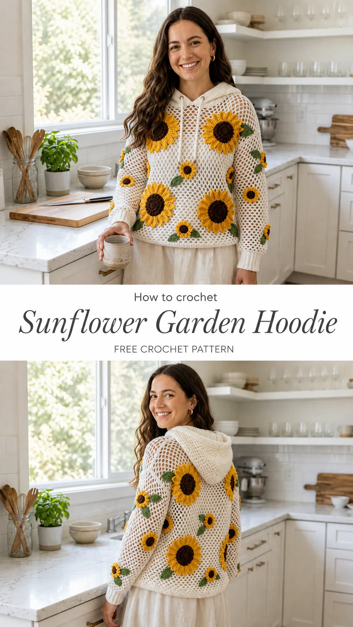 Sunflower Garden Crochet Hoodie Free Crochet Pattern