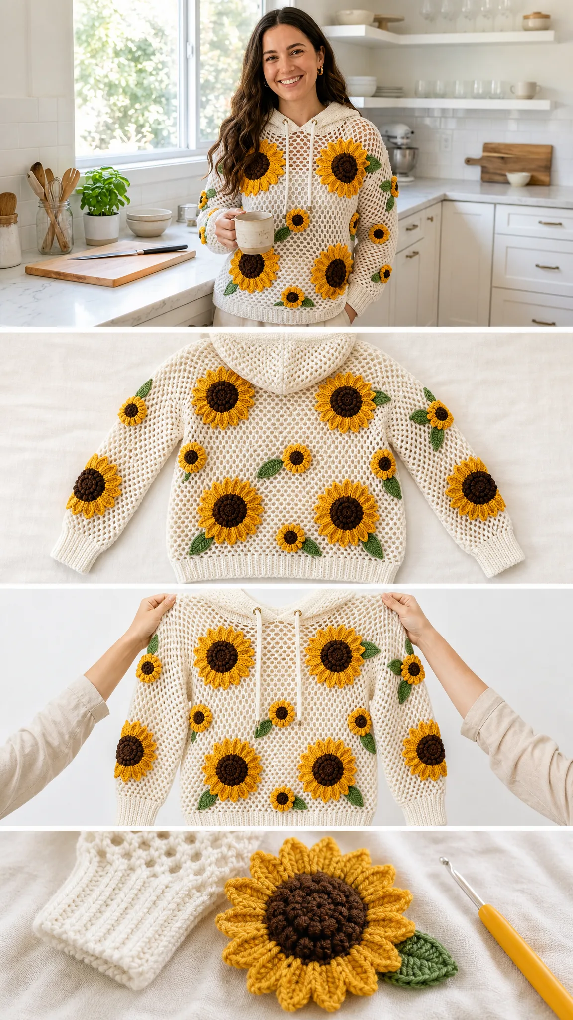 Sunflower Garden Crochet Hoodie Free Crochet Pattern