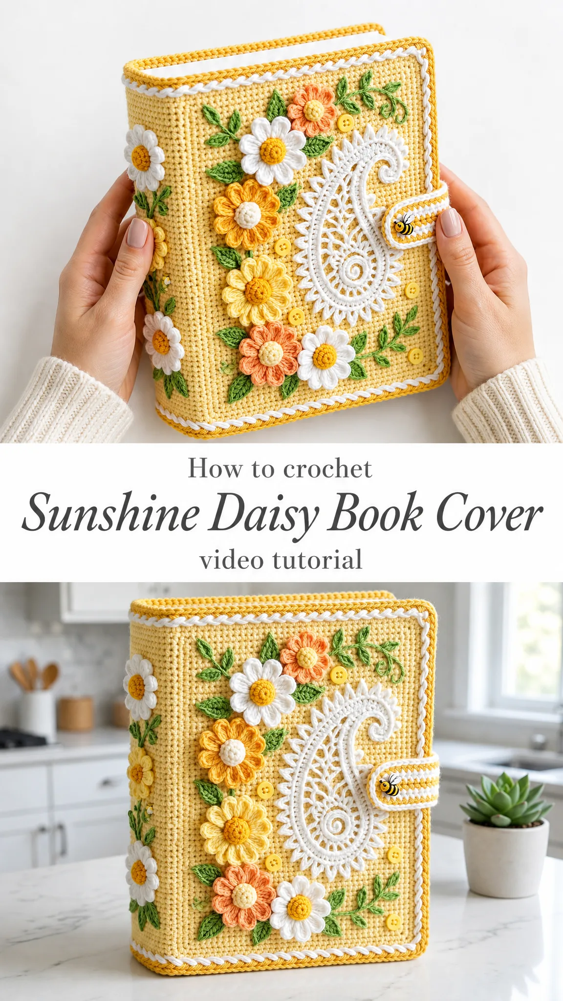 Sunshine Daisy Book Cover Free Crochet Pattern