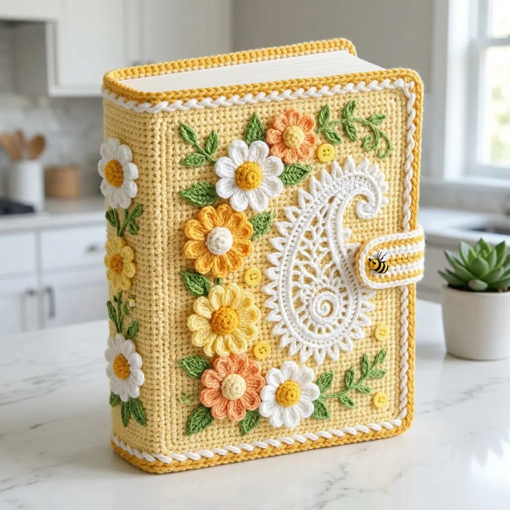 Sunshine Daisy Book Cover Free Crochet Pattern