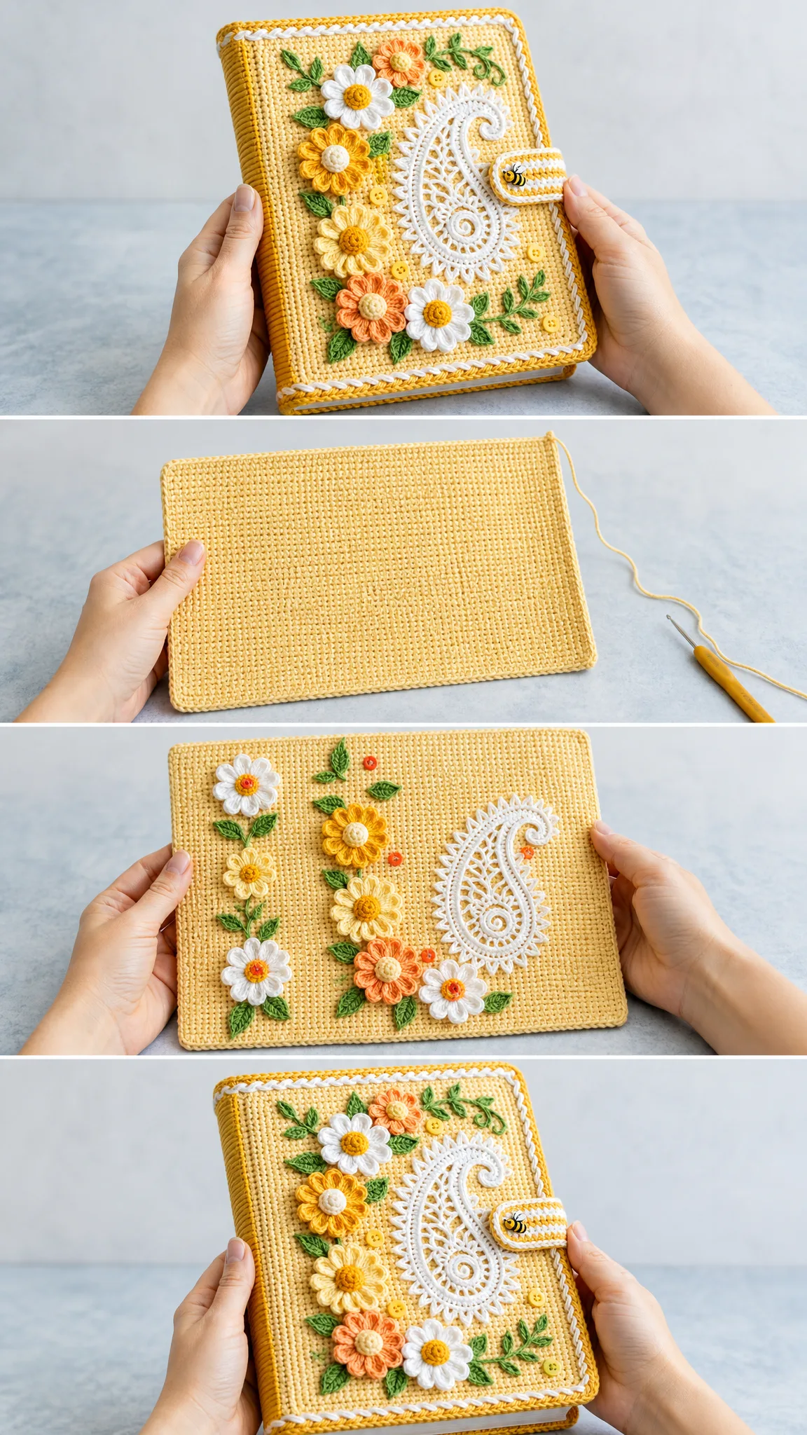 Sunshine Daisy Book Cover Free Crochet Pattern