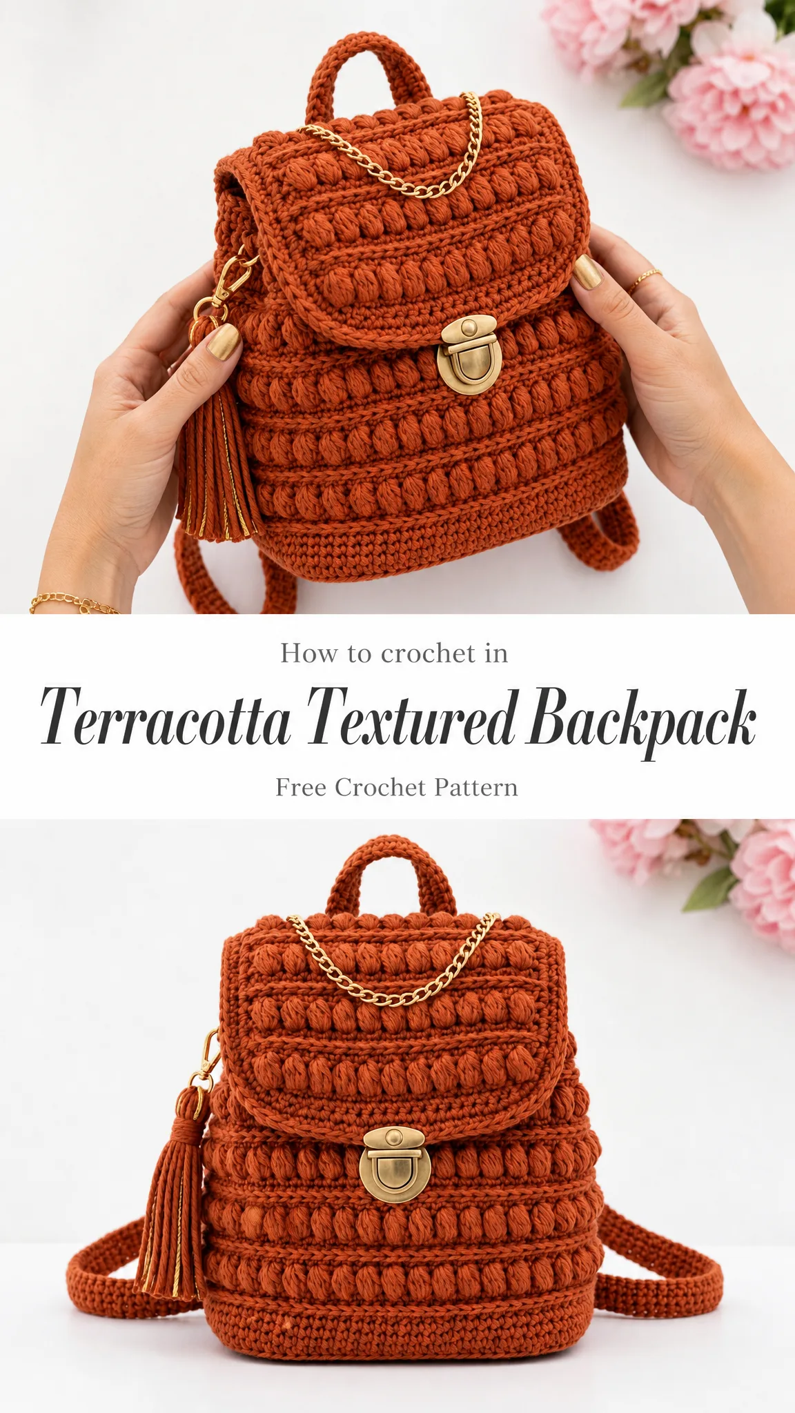 Terracotta Textured Backpack Free Crochet Pattern