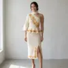 Asymmetrical Floral Embroidered Dress Free Crochet Pattern