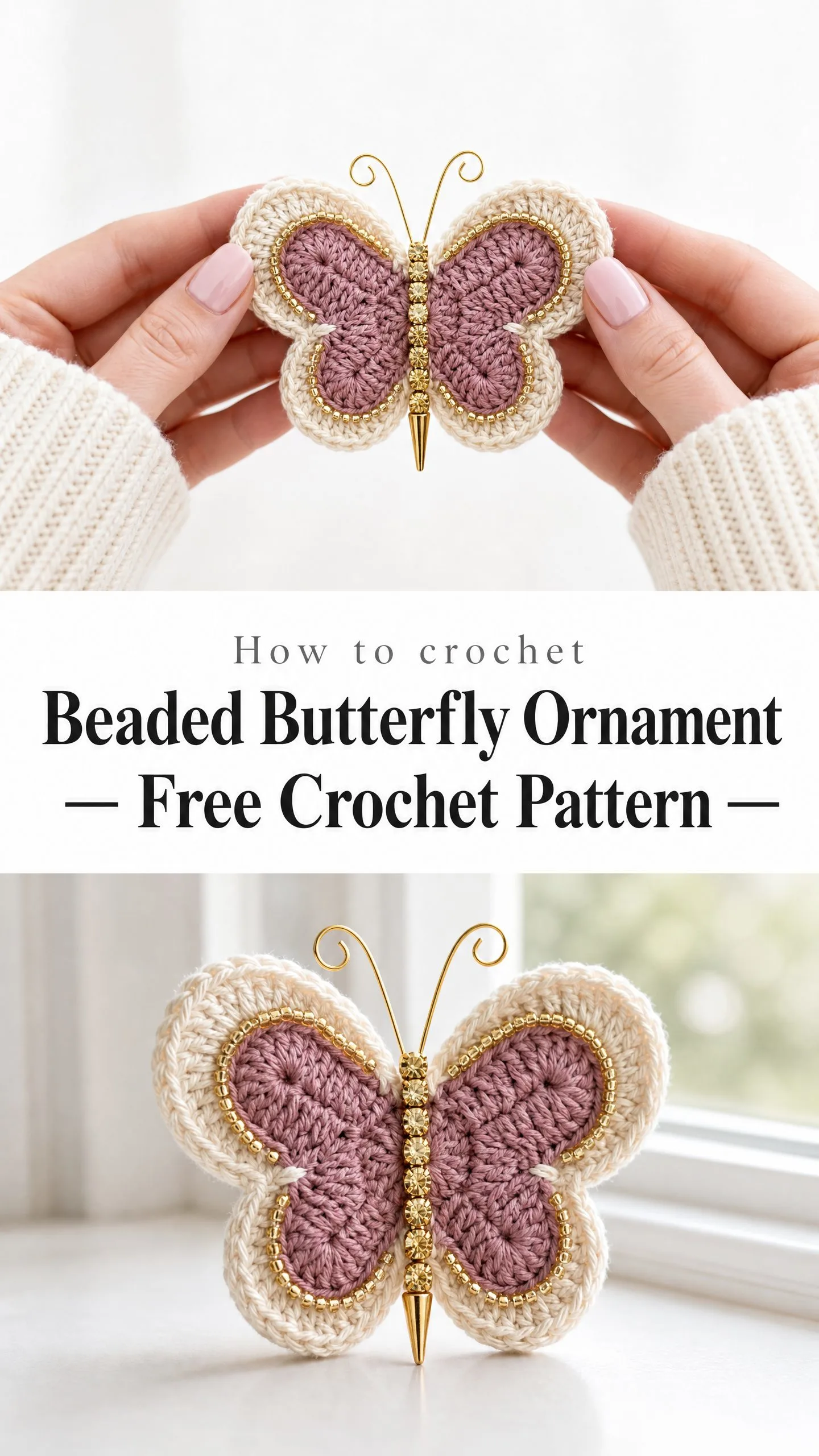 Beaded Butterfly Ornament Free Crochet Pattern