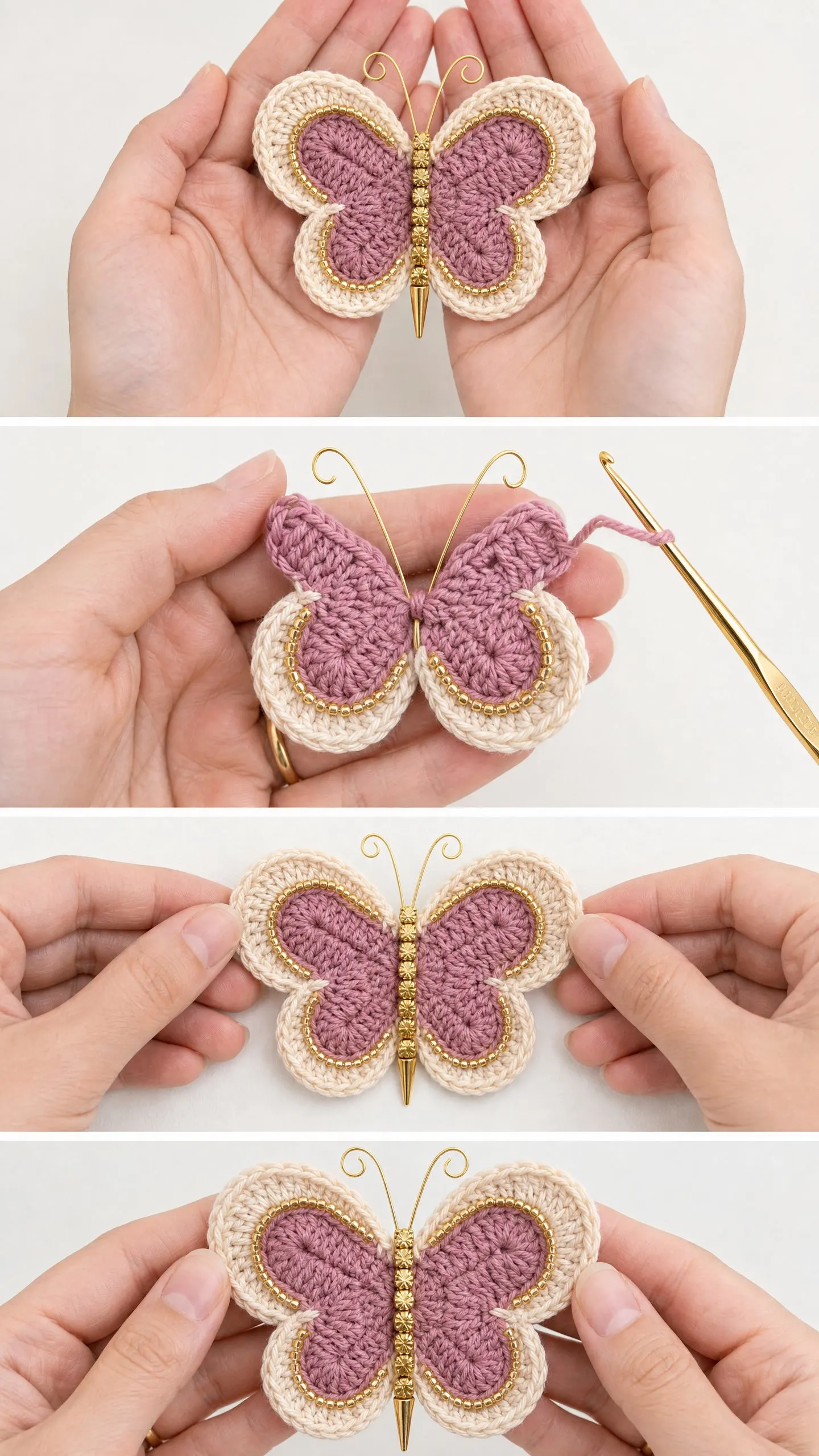 Beaded Butterfly Ornament Free Crochet Pattern