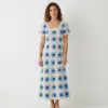 Blue Sunburst Granny Square Maxi Dress Free Crochet Pattern