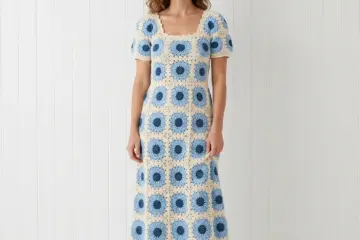 Blue Sunburst Granny Square Maxi Dress Free Crochet Pattern