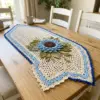 Blue Sunflower Table Runner Free Crochet Pattern
