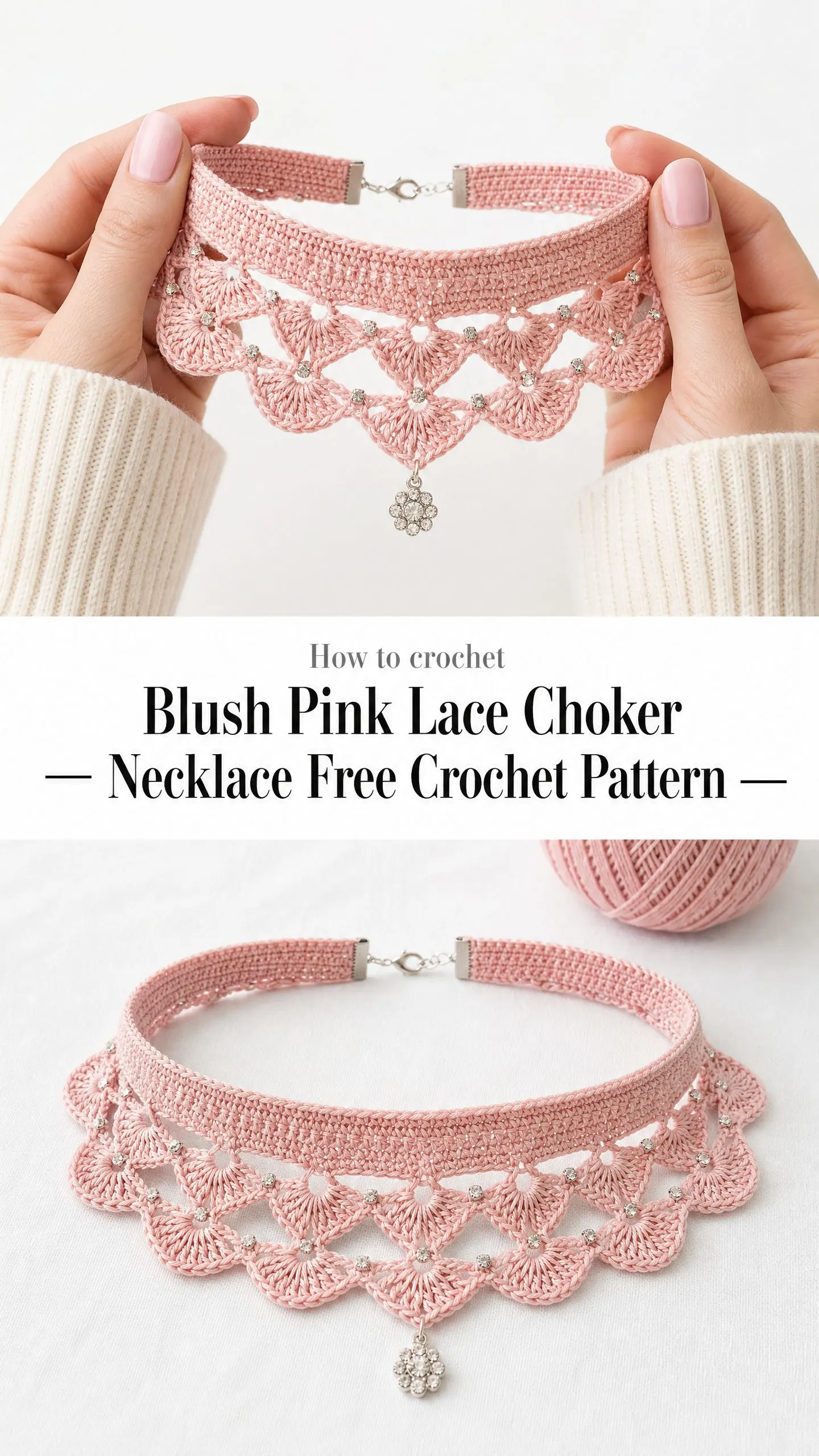 Blush Pink Lace Choker Necklace Free Crochet Pattern