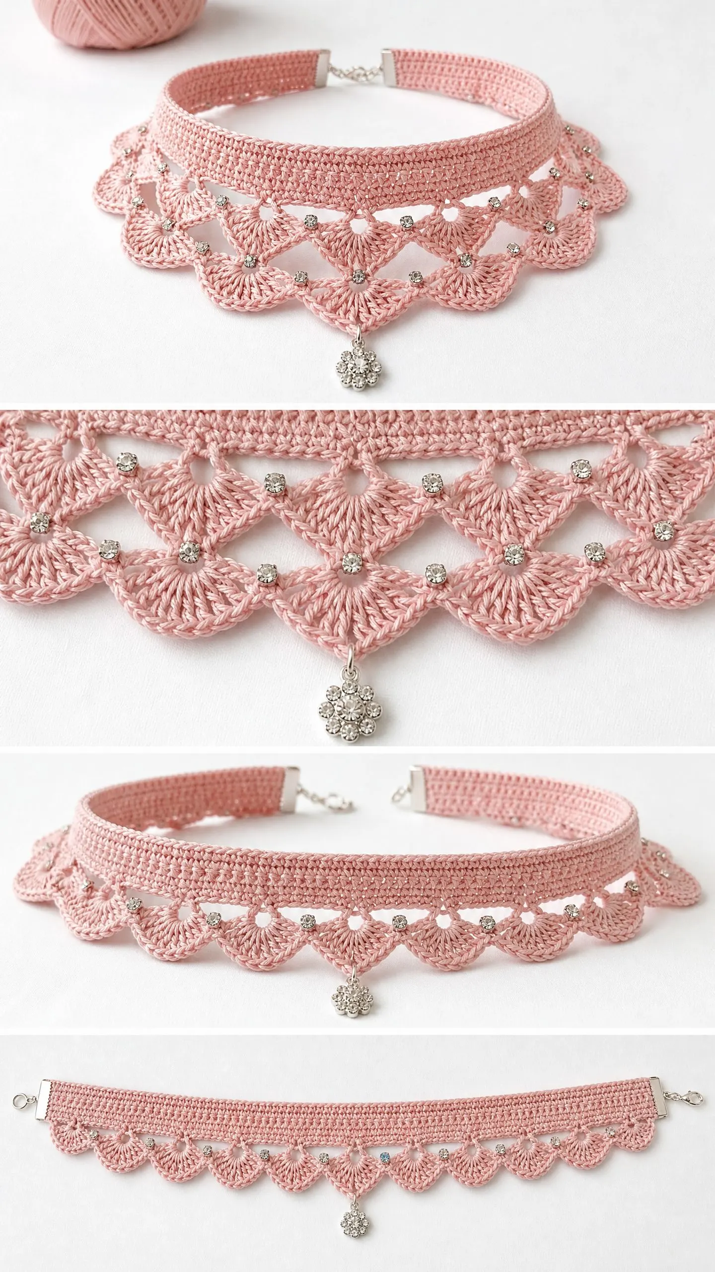 Blush Pink Lace Choker Necklace Free Crochet Pattern