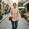 Boho Floral Granny Square Poncho Free Crochet Pattern