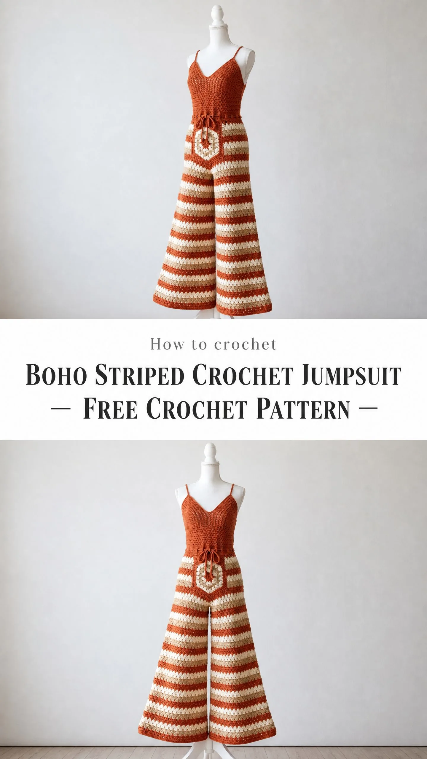 Boho Striped Crochet Jumpsuit Free Crochet Pattern