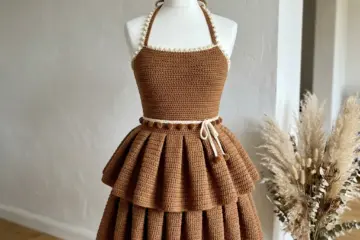 Brown Halter Peplum Dress Free Crochet Pattern