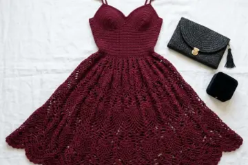 Burgundy Lace Crochet Sweetheart Dress Free Pattern