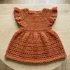 Burnt Orange Flutter Sleeve Baby Dress Free Crochet Pattern