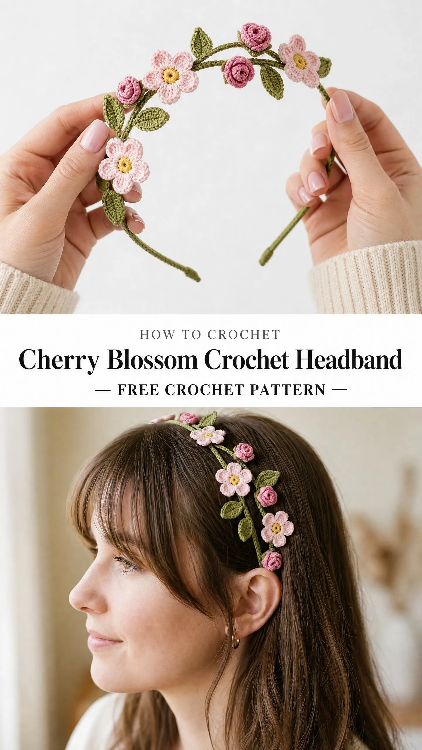 Cherry Blossom Crochet Headband Free Crochet Pattern