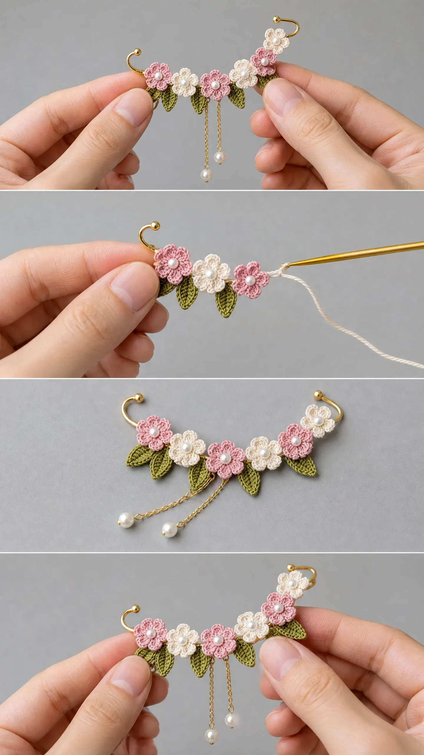 Cherry Blossom Ear Cuff Free Crochet Pattern
