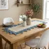Dusty Blue Leaf Border Table Runner Free Crochet Pattern