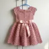Dusty Rose Lace Toddler Dress Free Crochet Pattern