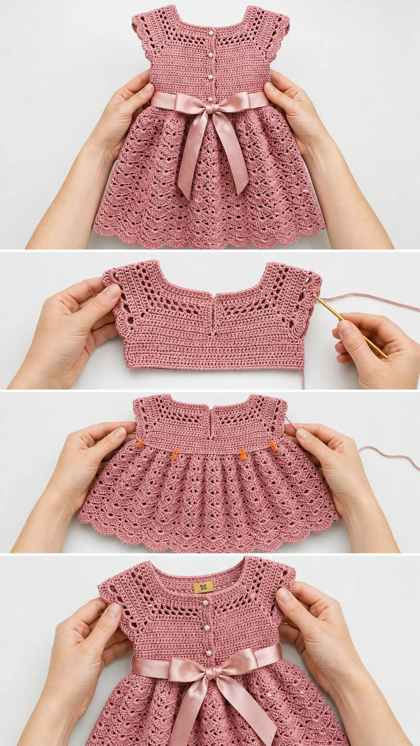 Dusty Rose Lace Toddler Dress Free Crochet Pattern
