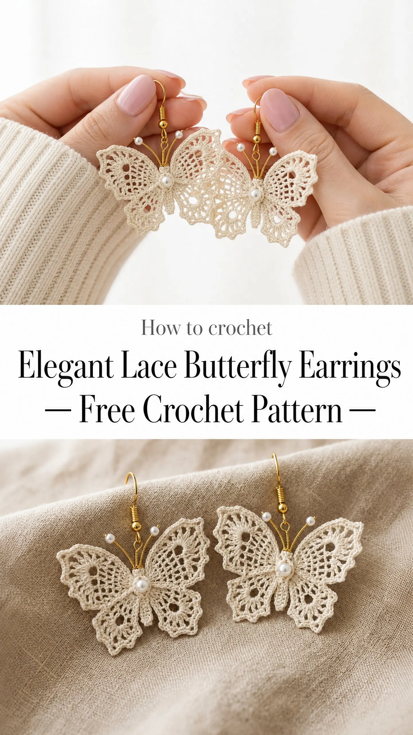 Elegant Lace Butterfly Earrings Free Crochet Pattern