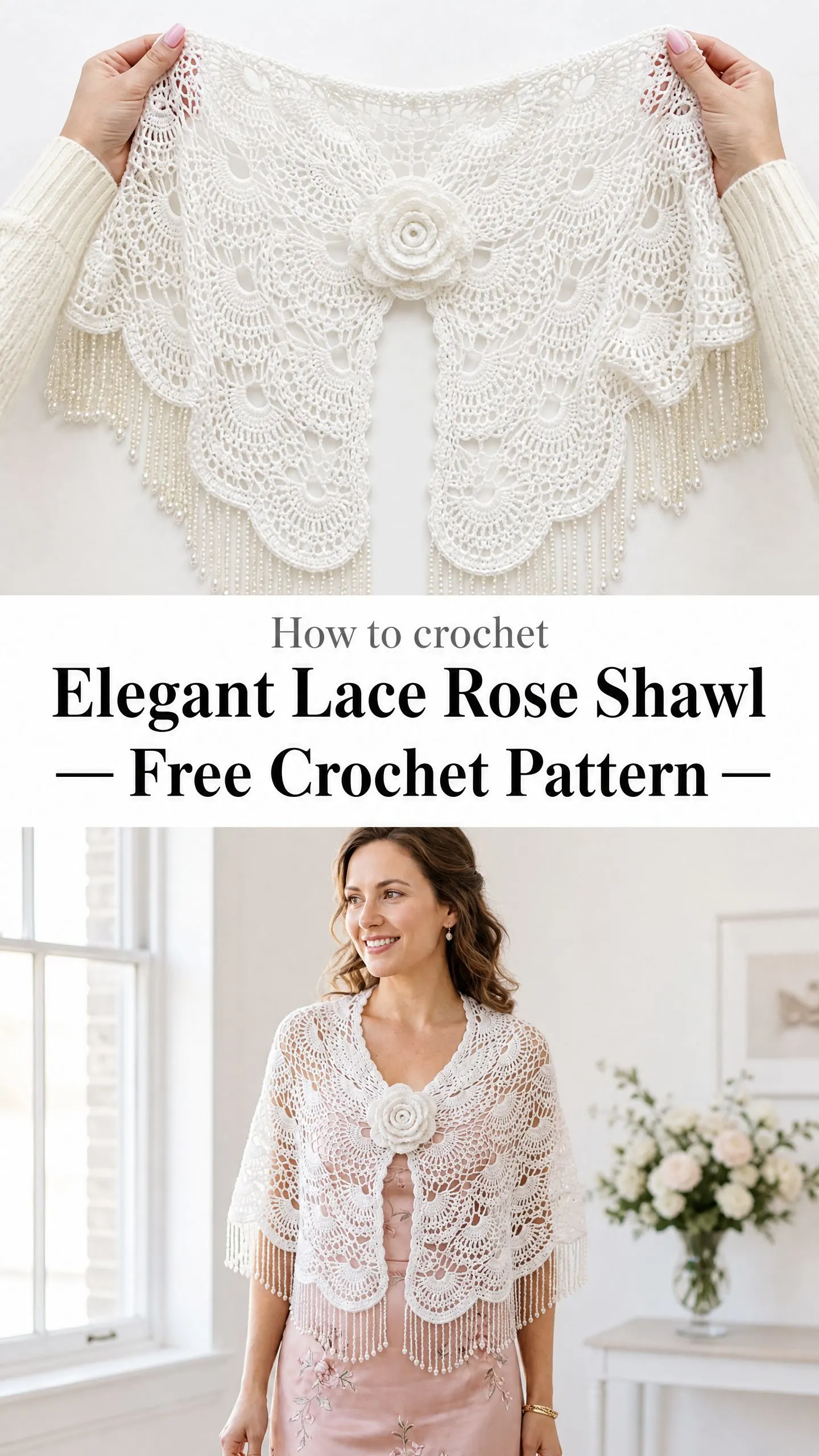 Elegant Lace Rose Shawl Free Crochet Pattern