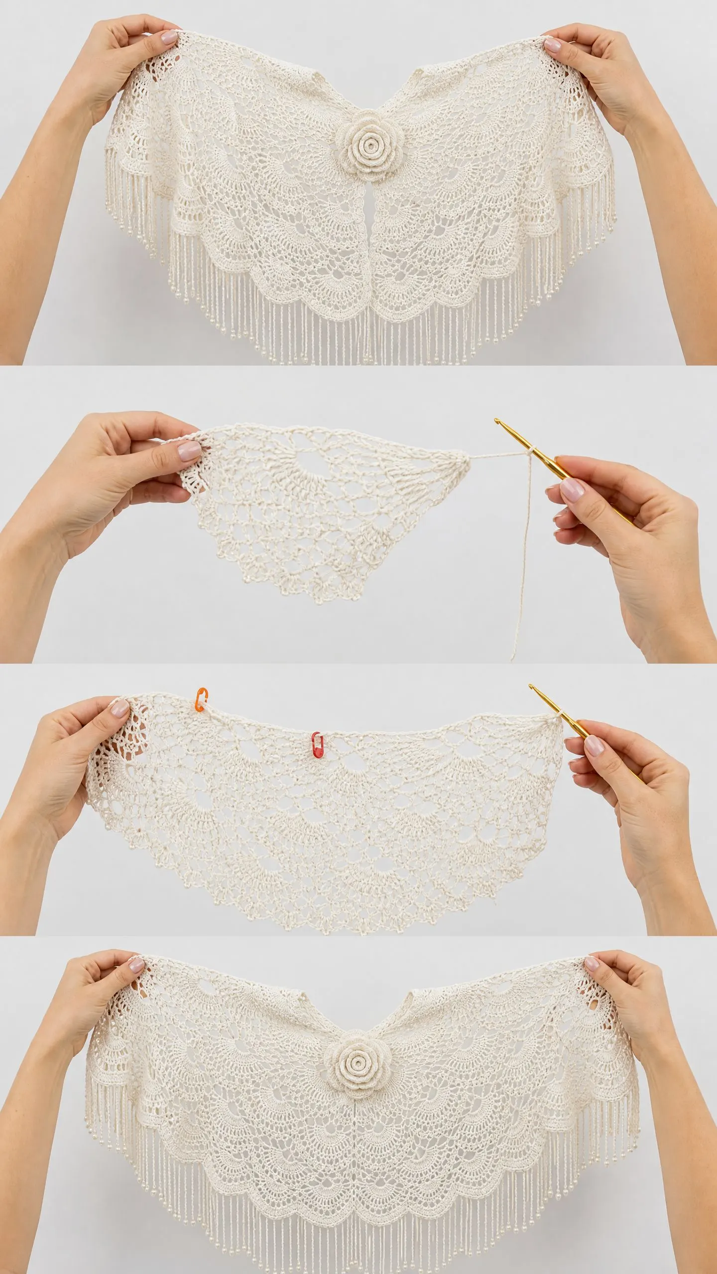 Elegant Lace Rose Shawl Free Crochet Pattern