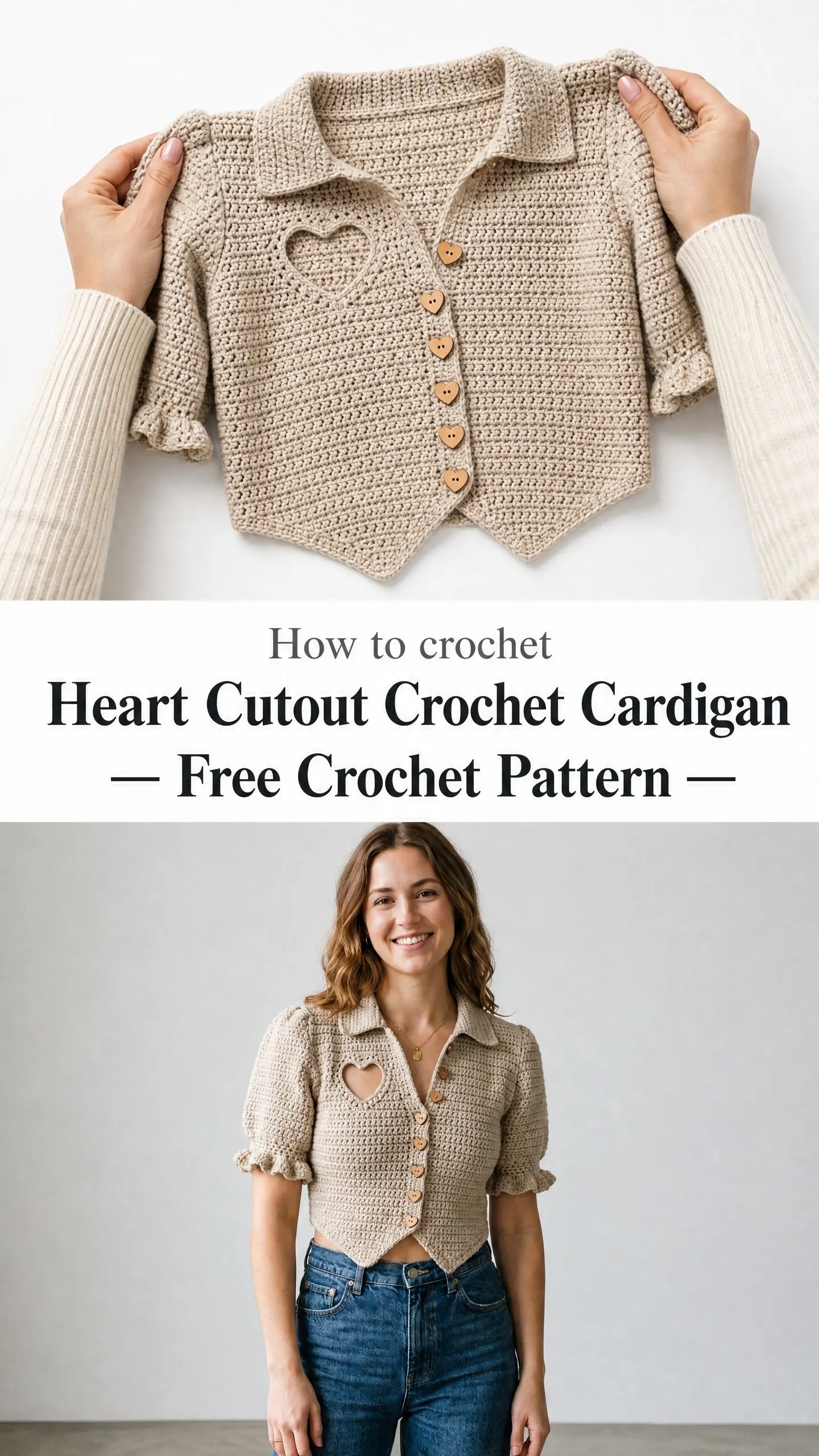 Heart Cutout Crochet Cardigan Free Crochet Pattern