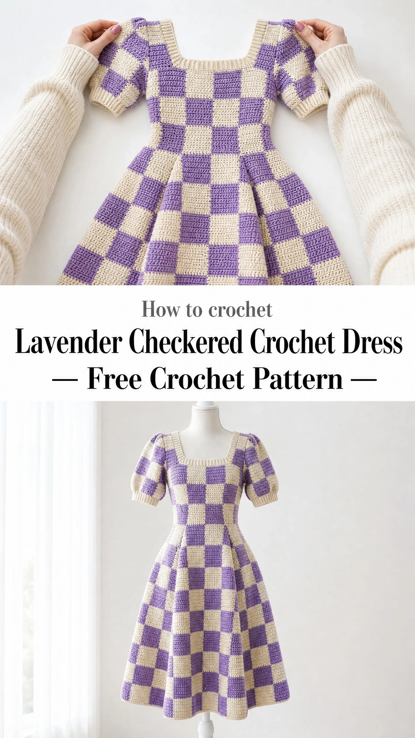 Lavender Checkered Crochet Dress Free Crochet Pattern